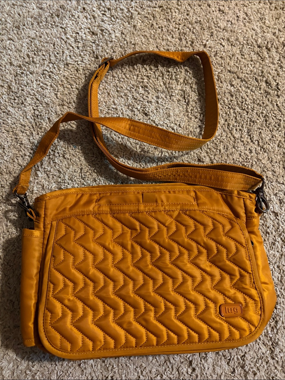 lug Quilted Crossbody Bag in Mustard